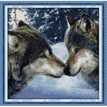 Поцілунок вовків Набір для вишивання хрестиком з друкованою
