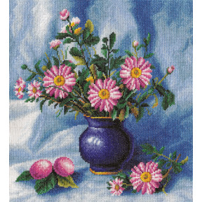 Букет хризантем в вазе Набор для вышивки крестом Panna C-0978