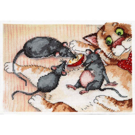 Набір для вишивання хрестиком Alisena 5047а Кіт і мишки фото