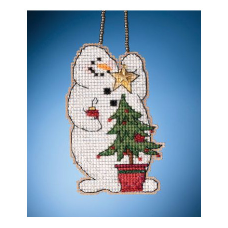 Снеговик украшает ёлку Набор для вышивания крестом Mill Hill MH162132