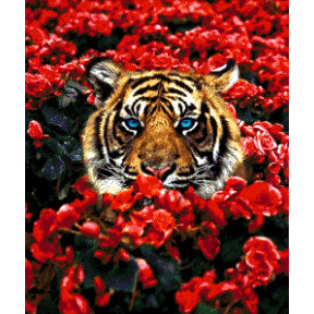 Тигр у квітах Набір для вишивання бісером ТМ ОЛЕКСАНДРА