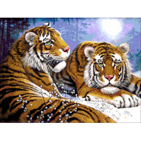 Пара тигрів Набір для вишивання бісером ТМ ОЛЕКСАНДРА ТОКАРЕВА 39-3072-НП