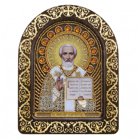Святой Николай Чудотворец Набор для вышивки икон в рамке-киоте