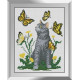 Кіт з метеликами. Dream Art . Набір алмазної мозаїки (квадратні, повна) 31629