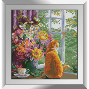 Рудий спостерігач (кіт). Dream Art . Набір алмазної мозаїки (квадратні, повна) 31635