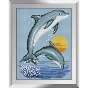 Дельфінчики. Dream Art . Набір алмазної мозаїки (квадратні, повна) 31668