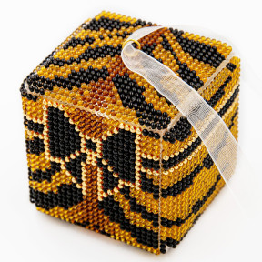 Кубик тигровый Набор для вышивания бисером объемной новогодней игрушки Golden Key N-053