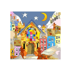 Різнокольорові будиночки Канва з нанесеним малюнком для