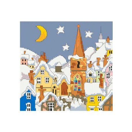 Зимове місто Канва з нанесеним малюнком для вишивання хрестиком