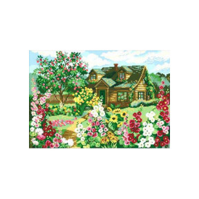 Квітучий будиночок Канва з нанесеним малюнком для вишивання