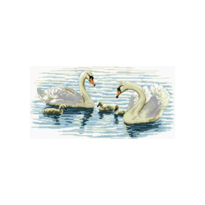 Лебеди Канва с нанесенным рисунком для вышивки крестом Світ можливостей 876СМД