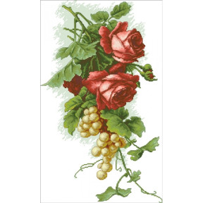 Роза та виноград Канва з нанесеним малюнком для вишивки хрестом
