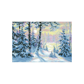 Зимовий пейзаж Канва з нанесеним малюнком для вишивання хрестом Світ можливостей 8199