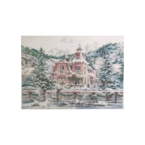 Зимовий будиночок Канва з нанесеним малюнком для вишивання