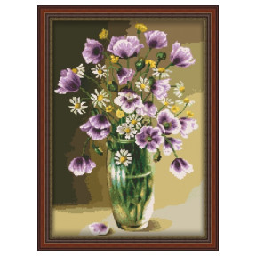 Фіолетові квіти Канва з нанесеним малюнком для вишивання хрестиком Світ можливостей 8222СМД