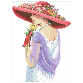 Девушка в цветочной шляпке Канва с нанесенным рисунком для вышивки крестом Світ можливостей 8247СМД