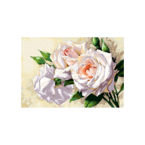 Білі троянди Канва з нанесеним малюнком для вишивання хрестиком