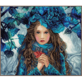 Девушка с голубыми цветами Набор для вышивки крестом LanArte PN-0188640