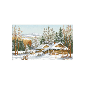 Зимове село Канва з нанесеним малюнком для вишивання хрестом