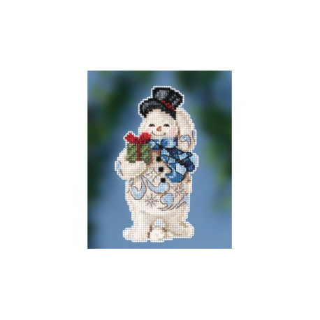 Сніговик з подарунком Набір для вишивання хрестиком Mill Hill