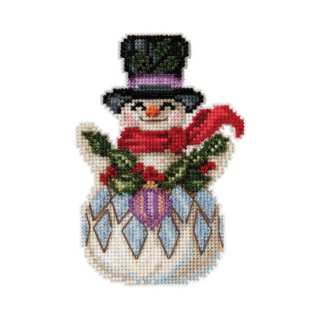 Снеговик с падубом Набор для вышивания крестом Mill Hill JS202115