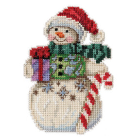 Снеговик с карамельной тростью Набор для вышивания крестом Mill Hill JS202116
