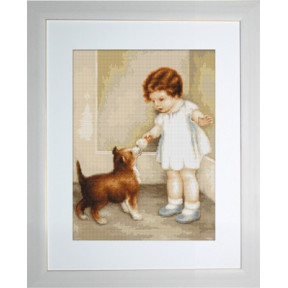 Набор для вышивки крестом Luca-S B372 Девочка с щенком фото
