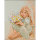 Набір для вишивки хрестиком Dantel 029 Дівчинка з квітами фото
