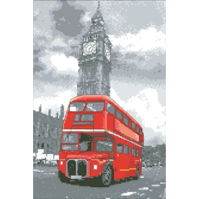 Автобус на фоні Біг Бена Канва з нанесеним малюнком для вишивання хрестиком Світ можливостей 30.507СМД