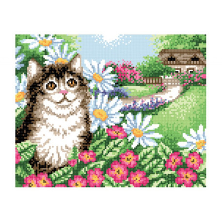 Кіт у квітах Схема для вишивки бісером Повітруля Т4 08 фото
