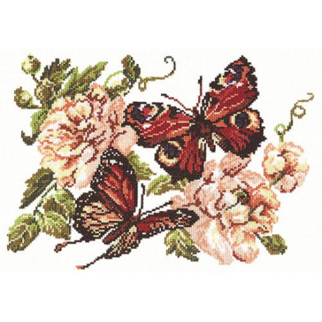 Набор для вышивки крестом Чудесная игла 42-06 Пионы и бабочки