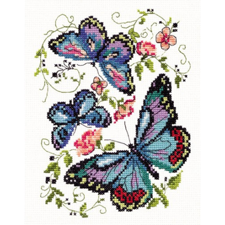 Набор для вышивки крестом Чудесная игла 42-03 Синие бабочки фото