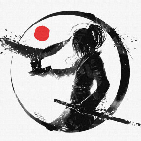 Донька самурая Картина за номерами Ідейка Полотно на підрамнику 40х40 см KHO5057