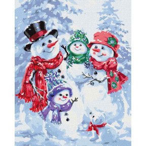 Снеговики Картина по номерам Идейка Холст на подрамнике 40х50 см КНО2813