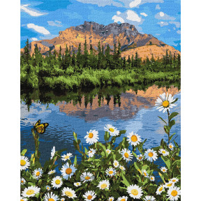 Гірський пейзаж Картина за номерами Ідейка Полотно на підрамнику 40х50 см КНО2833
