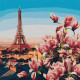 Паризькі магнолії Картина за номерами Ідейка Полотно на підрамнику 50х50 см KHO3601