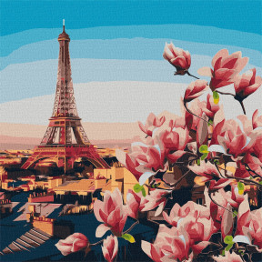 Паризькі магнолії Картина за номерами Ідейка Полотно на підрамнику 50х50 см KHO3601