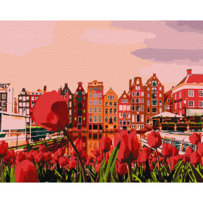 Вечірній Амстердам Картина за номерами Ідейка Полотно на підрамнику 40х50 см KHO2863