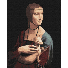 Дама с горностаем ©Леонардо да Винчи Картина по номерам Идейка Холст на подрамнике 40х50 см KHO4818
