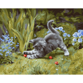 Грайливе кошеня ©Юлія Томеско Картина за номерами Ідейка Полотно на підрамнику 40х50 см KHO4251