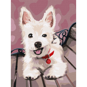 Игривый щенок Картина по номерам Идейка Холст на подрамнике 30х40 см KHO4289