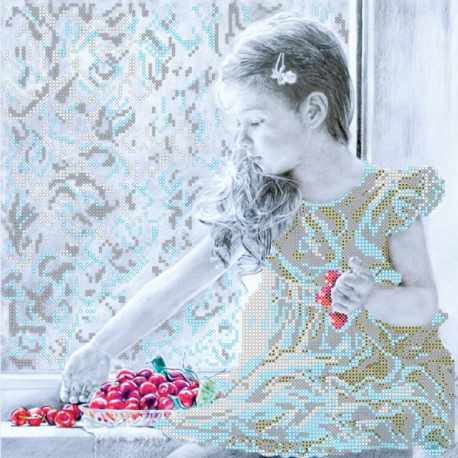Схема для вышивания бисером Абрис Арт АС-241 Девочка и вишни