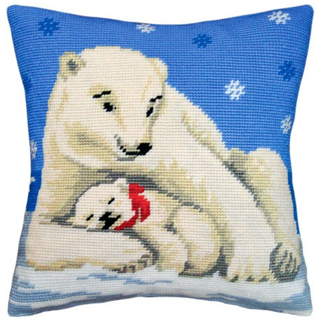 Набір для вишивки подушки Чарівниця V-06 Білі ведмеді фото