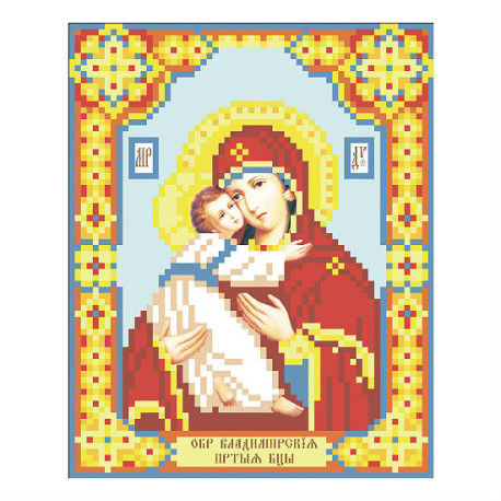 Володимирська ікона Божої Матері Схема для вишивання бісером