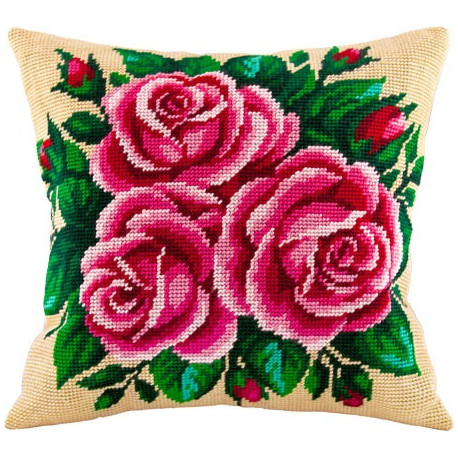 Набір для вишивки подушки Чарівниця V-82 Рожеві троянди фото
