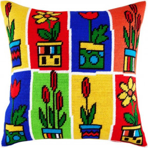 Набор для вышивки подушки Чарівниця V-110 Цветы в горшках фото