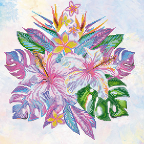 Тропічні квіти Схема для вишивання бісером на натуральному художньому холсті Абрис Арт AC-353