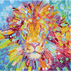Різнобарвний лев Схема для вишивання бісером на натуральному художньому холсті Абрис Арт AC-365