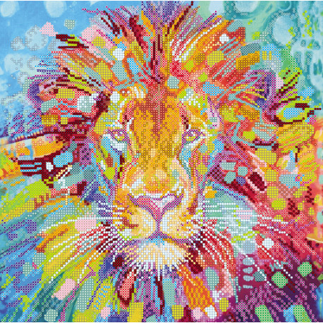 Різнобарвний лев Схема для вишивання бісером на натуральному художньому холсті Абрис Арт AC-365