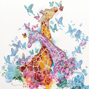 Пятнистые жирафики Схема для вышивания бисером на натуральном художественном холсте Абрис Арт AC-358